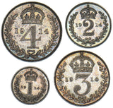 1914 Maundy Set - George V British Silver Coins - Superb