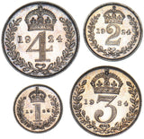 1924 Maundy Set - George V British Silver Coins - Very Nice
