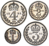 1932 Maundy Set - George V British Silver Coins - Superb