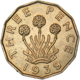 1939 Brass Threepence - George VI British Coin - Very Nice