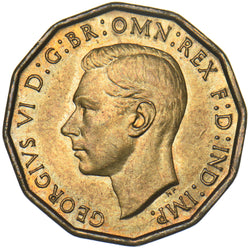 1948 Brass Threepence - George VI British Coin - Superb