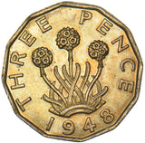 1948 Brass Threepence - George VI British Coin - Superb