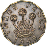 1949 Brass Threepence - George VI British Coin - Very Nice