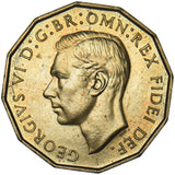 1950 Proof Brass Threepence - George VI British Coin - Superb