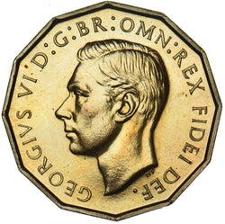 1950 Proof Brass Threepence - George VI British Coin - Superb