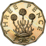 1950 Proof Brass Threepence - George VI British Coin - Superb