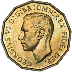 1950 Proof Brass Threepence - George VI British Coin - Superb