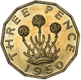 1950 Proof Brass Threepence - George VI British Coin - Superb