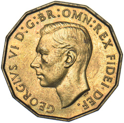 1950 Proof Brass Threepence - George VI British Coin - Superb