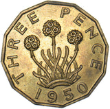 1950 Proof Brass Threepence - George VI British Coin - Superb