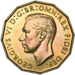 1950 Proof Brass Threepence - George VI British Coin - Superb