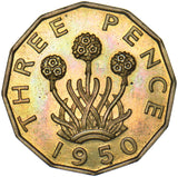 1950 Proof Brass Threepence - George VI British Coin - Superb