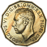 1950 Proof Brass Threepence - George VI British Coin - Superb