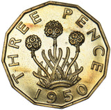 1950 Proof Brass Threepence - George VI British Coin - Superb