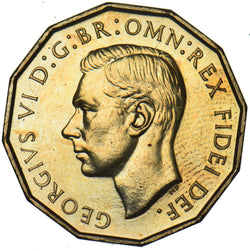 1951 Proof Brass Threepence - George VI British Coin - Superb