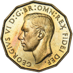 1951 Proof Brass Threepence - George VI British Coin - Superb