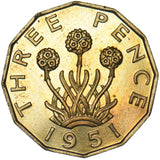 1951 Proof Brass Threepence - George VI British Coin - Superb