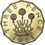 1951 Proof Brass Threepence - George VI British Coin - Superb