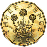 1951 Proof Brass Threepence - George VI British Coin - Superb