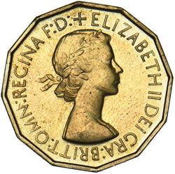 1953 Proof Brass Threepence - Elizabeth II British Coin - Superb
