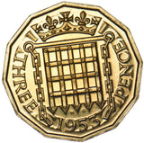 1953 Proof Brass Threepence - Elizabeth II British Coin - Superb
