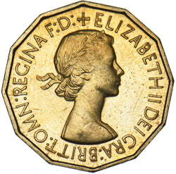 1953 Proof Brass Threepence - Elizabeth II British Coin - Superb
