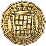 1953 Proof Brass Threepence - Elizabeth II British Coin - Superb