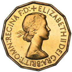 1953 Proof Brass Threepence - Elizabeth II British Coin - Superb