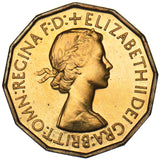1953 Proof Brass Threepence - Elizabeth II British Coin - Superb