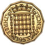 1953 Proof Brass Threepence - Elizabeth II British Coin - Superb