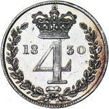 1830 Maundy Fourpence - George IV British Silver Coin - Very Nice