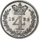 1838 Maundy Fourpence - Victoria British Silver Coin - Very Nice