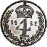 1896 Maundy Fourpence - Victoria British Silver Coin - Nice