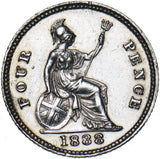 1888 Groat (Fourpence) - Victoria British Silver Coin - Nice