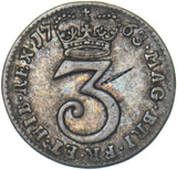 1763 Threepence - George III British Silver Coin - Nice
