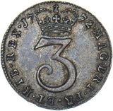 1772 Threepence - George III British Silver Coin - Very Nice