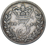 1840 Threepence - Victoria British Silver Coin