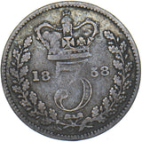 1858 Threepence - Victoria British Silver Coin