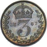 1887 Threepence - Victoria British Silver Coin - Very Nice