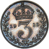 1911 Threepence (Proof/Maundy) - George V British Silver Coin - Superb