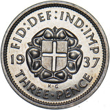 1937 Proof Silver Threepence - George VI British Coin