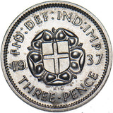 1937 Proof Silver Threepence - George VI British Coin - Very Nice