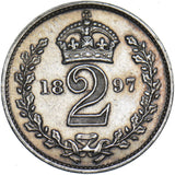 1897 Maundy Twopence - Victoria British Silver Coin - Nice