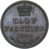 1843 Half Farthing - Victoria British Copper Coin - Very Nice