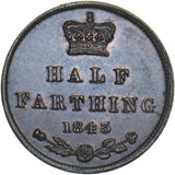 1843 Half Farthing - Victoria British Copper Coin - Very Nice