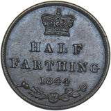1844 Half Farthing - Victoria British Copper Coin - Very Nice