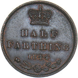 1844 Half Farthing - Victoria British Copper Coin - Very Nice