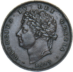 1827 Third Farthing - George IV British Copper Coin - Nice