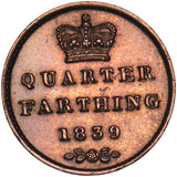 1839 Quarter Farthing - Victoria British Copper Coin