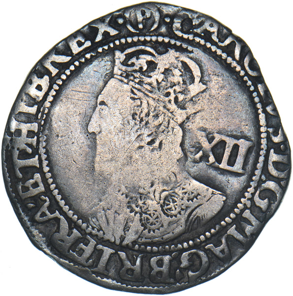 1643-4 Shilling (mm. (P)) - Charles II British Silver Hammered Coin - Nice